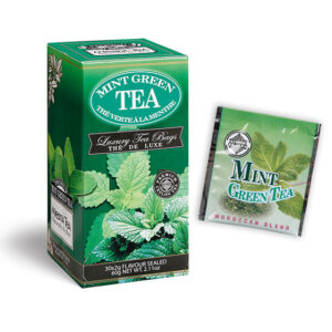 Mint Green - Luxury foil envelope tea bags dispenser cartons 30 tea bags - Flavored Green Teas