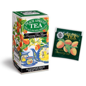 Peach Apricot - Luxury foil envelope tea bags dispenser cartons 30 tea bags - Flavored Black Teas