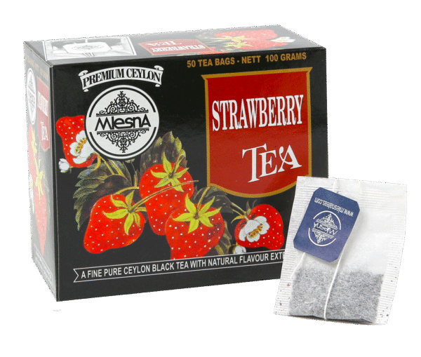 Strawberry - String and tag cartons 50 tea bags - Flavored Black Teas