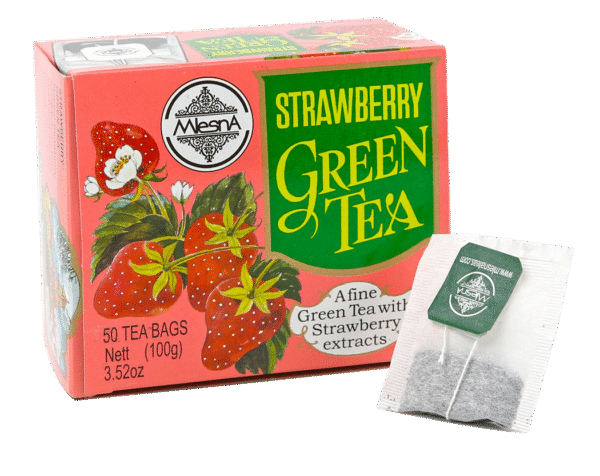 Strawberry Green - String and tag cartons 50 tea bags - Flavored Green Teas