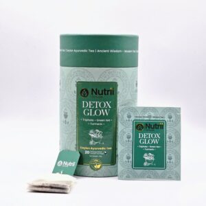 Nutrii CEYLON Detox Glow Ayurvedic Tea, Triphala with Green Tea and Turmeric, 20 Biodegradable Tea Bags, Vegan